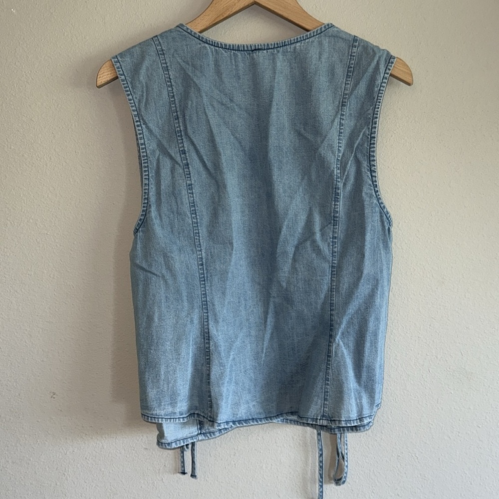 Free People Lala Lace Up Vest Light Denim Wash Women's XL - Picture 9 of 11